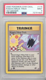 PSA 9 - Pokemon Card - Gym Challenge 115/132 - KOGA'S NINJA TRICK (uncommon) *1st Edition* - MINT