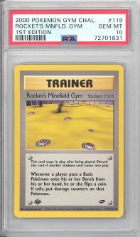 PSA 10 - Pokemon Card - Gym Challenge 119/132 - ROCKET'S MINEFIELD GYM (uncommon) *1st Edition* - GE