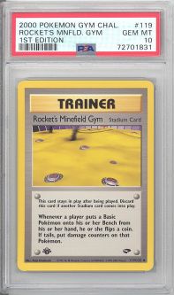 PSA 10 - Pokemon Card - Gym Challenge 119/132 - ROCKET'S MINEFIELD GYM (uncommon) *1st Edition* - GE PSA 10 - Pokemon Card - Gym Challenge 119/132 - ROCKET'S MINEFIELD GYM (uncommon) *1st Edition* - GE