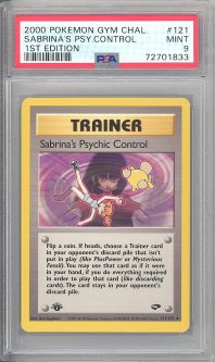PSA 9 - Pokemon Card - Gym Challenge 121/132 - SABRINA'S PSYCHIC CONTROL (uncommon) *1st Edition* - 