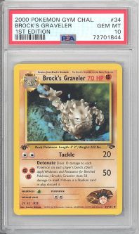 PSA 10 - Pokemon Card - Gym Challenge 34/132 - BROCK'S GRAVELER (uncommon) *1st Edition* - GEM MINT