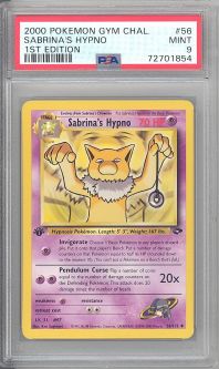 PSA 9 - Pokemon Card - Gym Challenge 56/132 - SABRINA'S HYPNO (uncommon) *1st Edition* - MINT