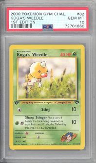 PSA 10 - Pokemon Card - Gym Challenge 82/132 - KOGA'S WEEDLE (common) *1st Edition* - GEM MINT