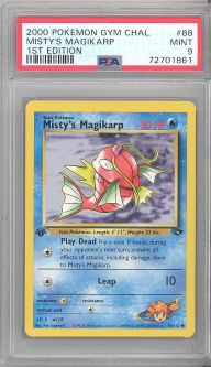 PSA 9 - Pokemon Card - Gym Challenge 88/132 - MISTY'S MAGIKARP (common) *1st Edition* - MINT