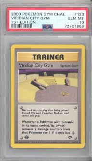 PSA 10 - Pokemon Card - Gym Challenge 123/132 - VIRIDIAN CITY GYM (uncommon) *1st Edition* - GEM MIN
