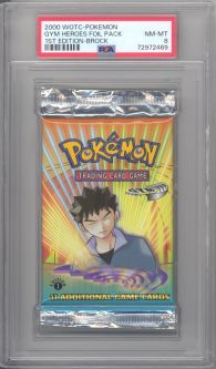 PSA 8 - Pokemon Cards - GYM HEROES - Booster Pack (1st Edition) - Brock Artwork - NM-MT