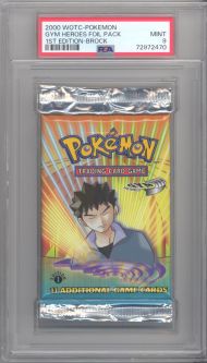 PSA 9 - Pokemon Cards - GYM HEROES - Booster Pack (1st Edition) - Brock Artwork - MINT