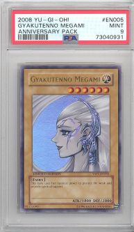 PSA 9 - Yu-Gi-Oh Card - YAP1-EN005 - GYAKUTENNO MEGAMI (ultra gold rare holo) - MINT