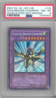 PSA 8 - Yu-Gi-Oh Card - LOB-125 - GAIA THE DRAGON CHAMPION (secret rare holo) - NM-MT