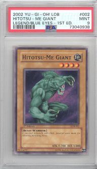 PSA 9 - Yu-Gi-Oh Card - LOB-002 - HITOTSU-ME GIANT (common) *1st Edition* - MINT PSA 9 - Yu-Gi-Oh Card - LOB-002 - HITOTSU-ME GIANT (common) *1st Edition* - MINT