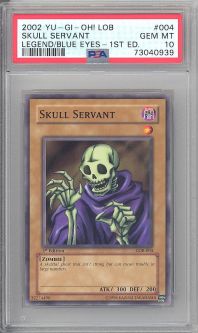 PSA 10 - Yu-Gi-Oh Card - LOB-004 - SKULL SERVANT (common) *1st Edition* - GEM MINT PSA 10 - Yu-Gi-Oh Card - LOB-004 - SKULL SERVANT (common) *1st Edition* - GEM MINT