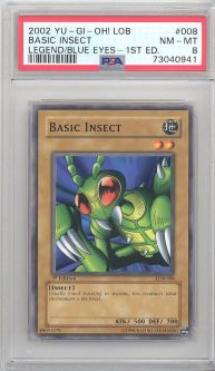 PSA 8 - Yu-Gi-Oh Card - LOB-008 - BASIC INSECT (common) *1st Edition* - NM-MT