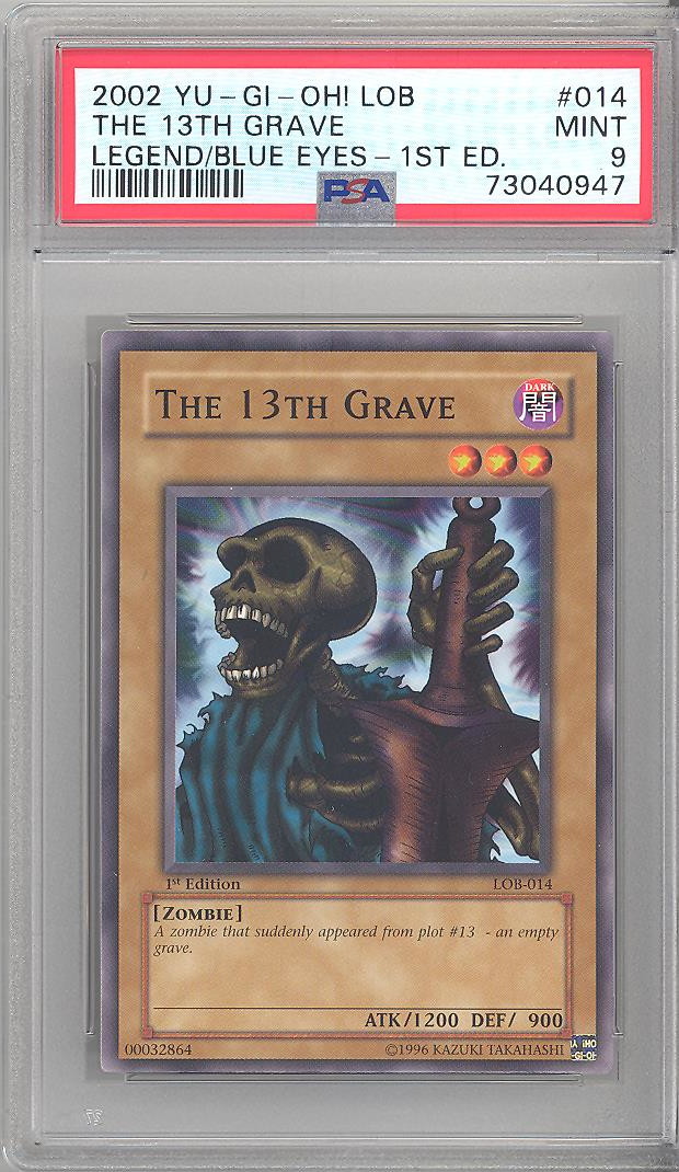 PSA 9 - Yu-Gi-Oh Card - LOB-014 - THE 13TH GRAVE (common) *1st Edition ...