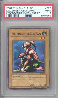 PSA 9 - Yu-Gi-Oh Card - LOB-028 - KAGEMUSHA OF THE BLUE FLAME (common) *1st Edition* - MINT