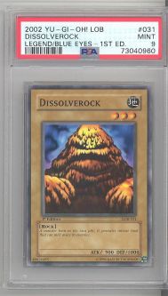 PSA 9 - Yu-Gi-Oh Card - LOB-031 - DISSOLVEROCK (common) *1st Edition* - MINT