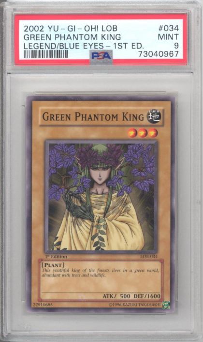 PSA 9 - Yu-Gi-Oh Card - LOB-034 - GREEN PHANTOM KING (common) *1st Edition* - MINT: BBToyStore.com - Toys, Plush, Trading Cards, Action Figures & Games online retail store shop sale PSA 9 - Yu-Gi-Oh Card - LOB-034 - GREEN PHANTOM KING (common) *1st Edition* - MINT: BBToyStore.com - Toys, Plush, Trading Cards, Action Figures & Games online retail store shop sale