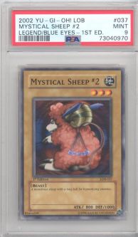 PSA 9 - Yu-Gi-Oh Card - LOB-037 - MYSTICAL SHEEP #2 (common) *1st Edition* - MINT