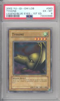 PSA 6 - Yu-Gi-Oh Card - LOB-063 - TYHONE (common) *1st Edition* - EX-MT