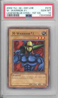 PSA 10 - Yu-Gi-Oh Card - LOB-076 - M-WARRIOR #1 (common) *1st Edition* - GEM MINT PSA 10 - Yu-Gi-Oh Card - LOB-076 - M-WARRIOR #1 (common) *1st Edition* - GEM MINT