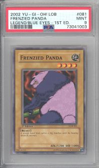 PSA 9 - Yu-Gi-Oh Card - LOB-082 - FRENZIED PANDA (common) *1st Edition* - MINT