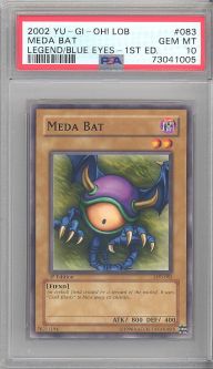 PSA 10 - Yu-Gi-Oh Card - LOB-083 - MEDA BAT (common) *1st Edition* - GEM MINT