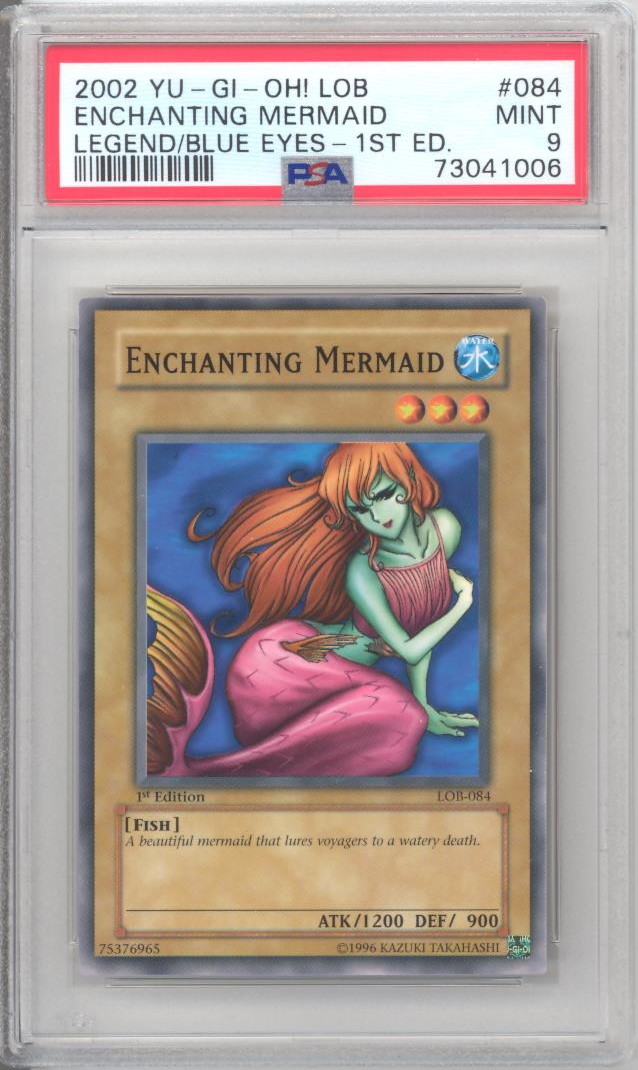 PSA 9 - Yu-Gi-Oh Card - LOB-084 - ENCHANTING MERMAID (common) *1st