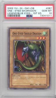PSA 10 - Yu-Gi-Oh Card - LOB-087 - ONE-EYED SHIELD DRAGON (common) *1st Edition* - GEM MINT PSA 10 - Yu-Gi-Oh Card - LOB-087 - ONE-EYED SHIELD DRAGON (common) *1st Edition* - GEM MINT