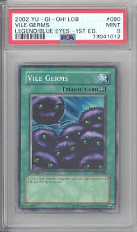 PSA 9 - Yu-Gi-Oh Card - LOB-090 - VILE GERMS (common) *1st Edition* - MINT