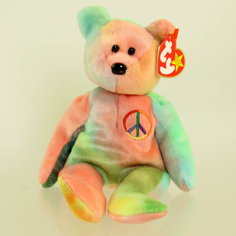 TY Beanie Baby - PEACE the Tie-Dyed Bear (Pink/Green) (8.5 inch) *MWMT ...