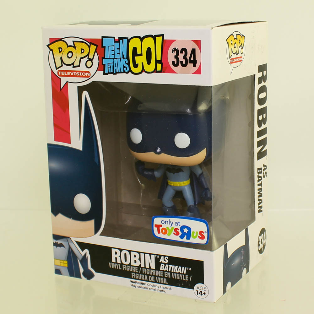 Funko POP! TV - Teen Titans GO! Vinyl Figure - ROBIN as Batman (Blue) #334  (Excl) *NON-MINT BOX*:  - Toys, Plush, Trading Cards, Action  Figures & Games online retail store shop sale