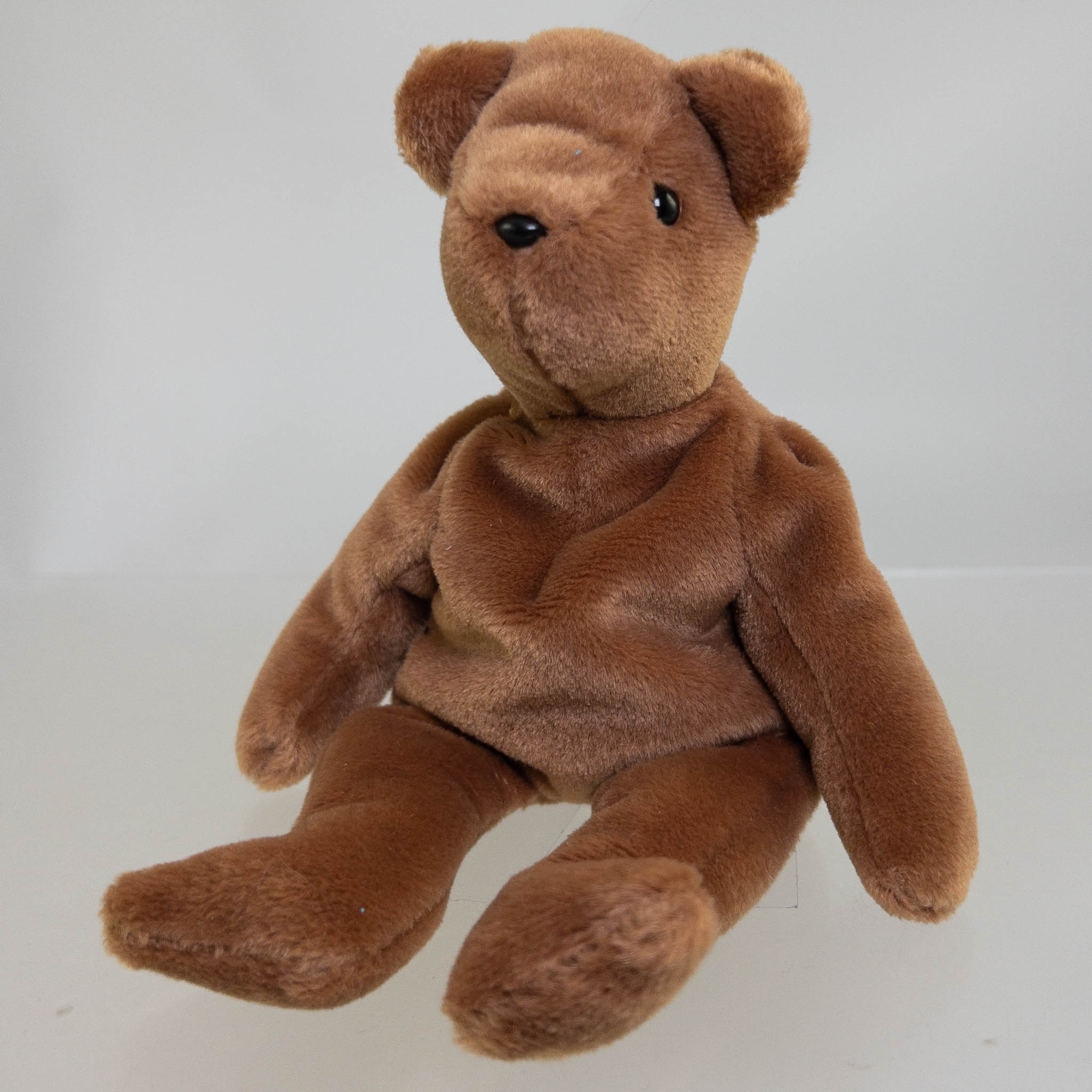 TY Beanie Baby - TEDDY BROWN - OLD FACE (No Hang Tag - 1st Gen Tush Tag)