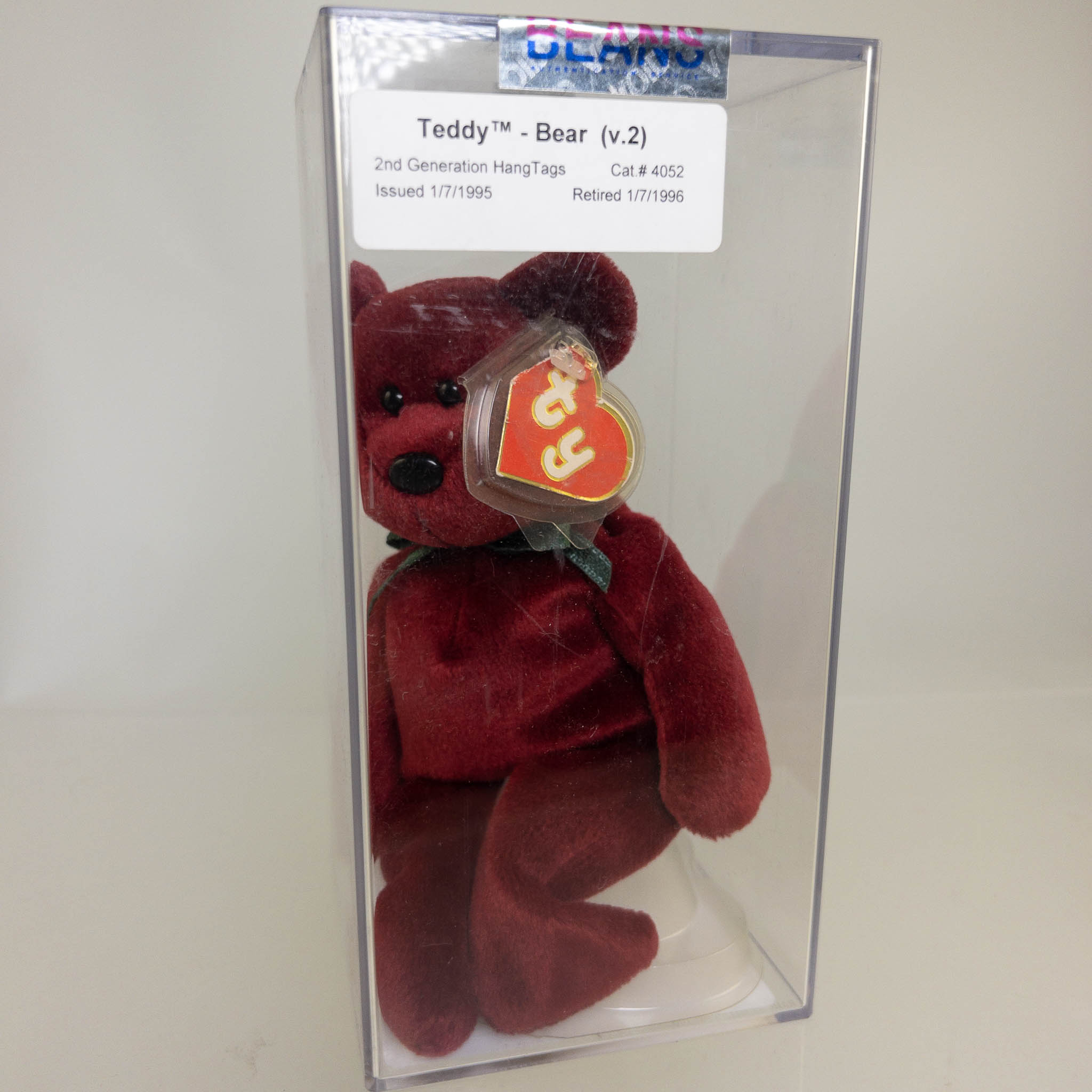 Authenticated TY Beanie Baby - TEDDY CRANBERRY - NEW FACE (2nd Gen Hang Tag - MWNMTs)