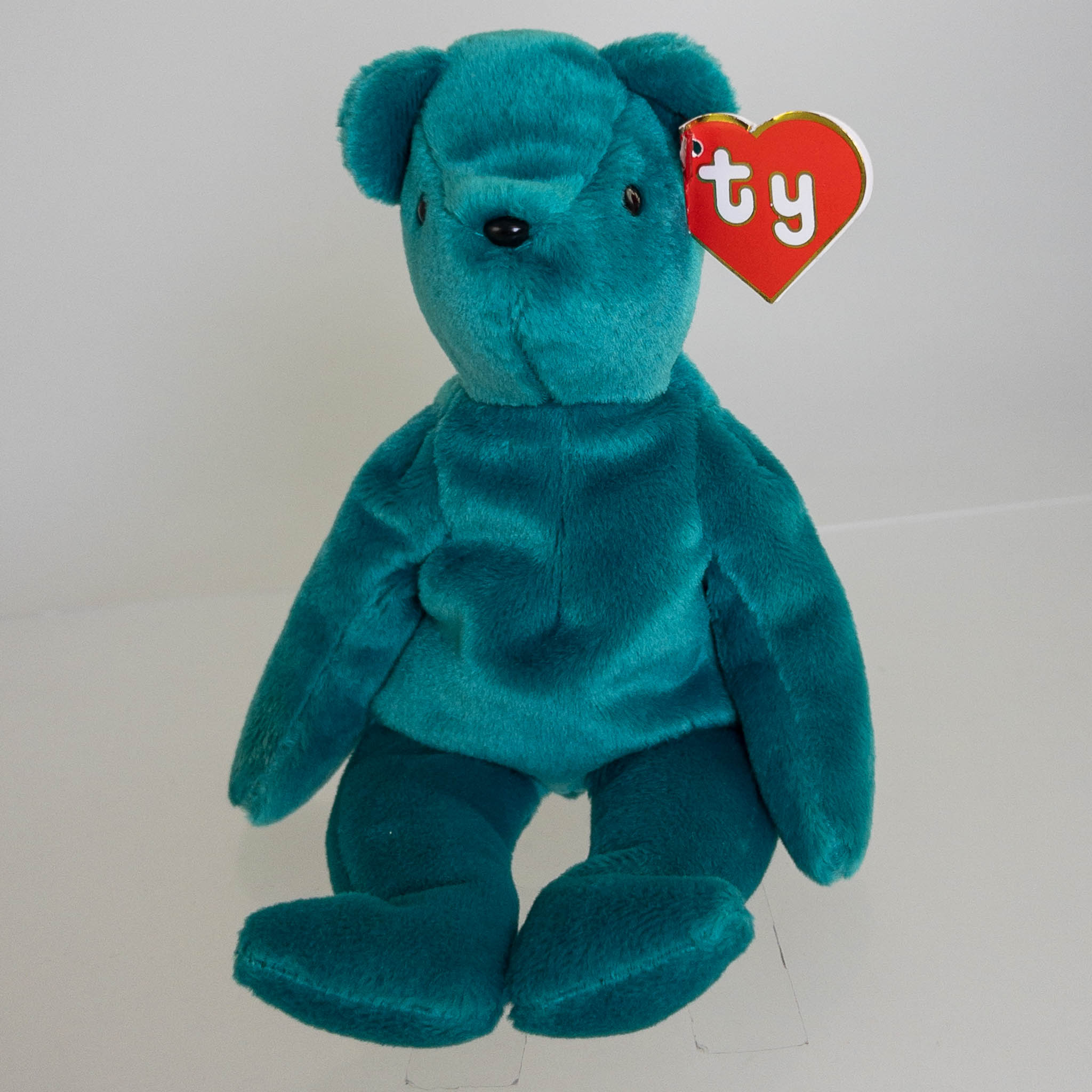 TY Beanie Baby - TEDDY TEAL - OLD FACE (2nd Gen Hang Tag - KOREAN - MNNMTs)