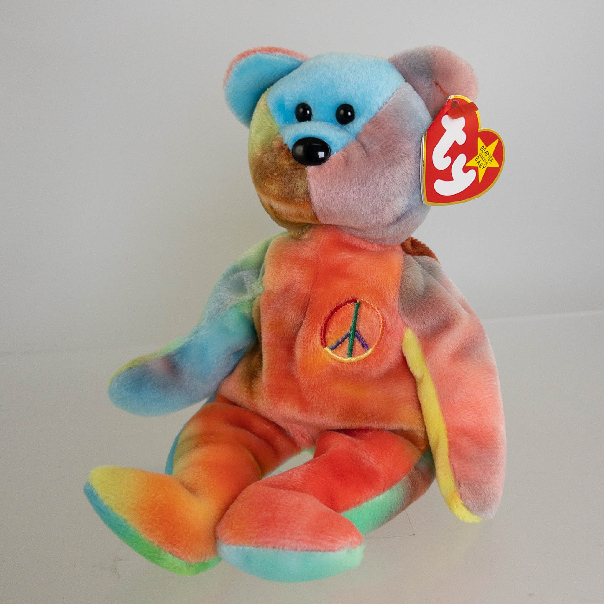 TY Beanie Baby - PEACE the Ty-Dyed Bear (Pink/Orange) (8.5 inch) *MWCT ...