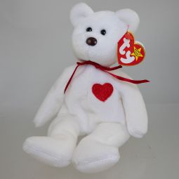 TY Beanie Baby - VALENTINO the BEAR (PVC Pellets Tush Tag & 4th Gen Hang Tag) MWMTs