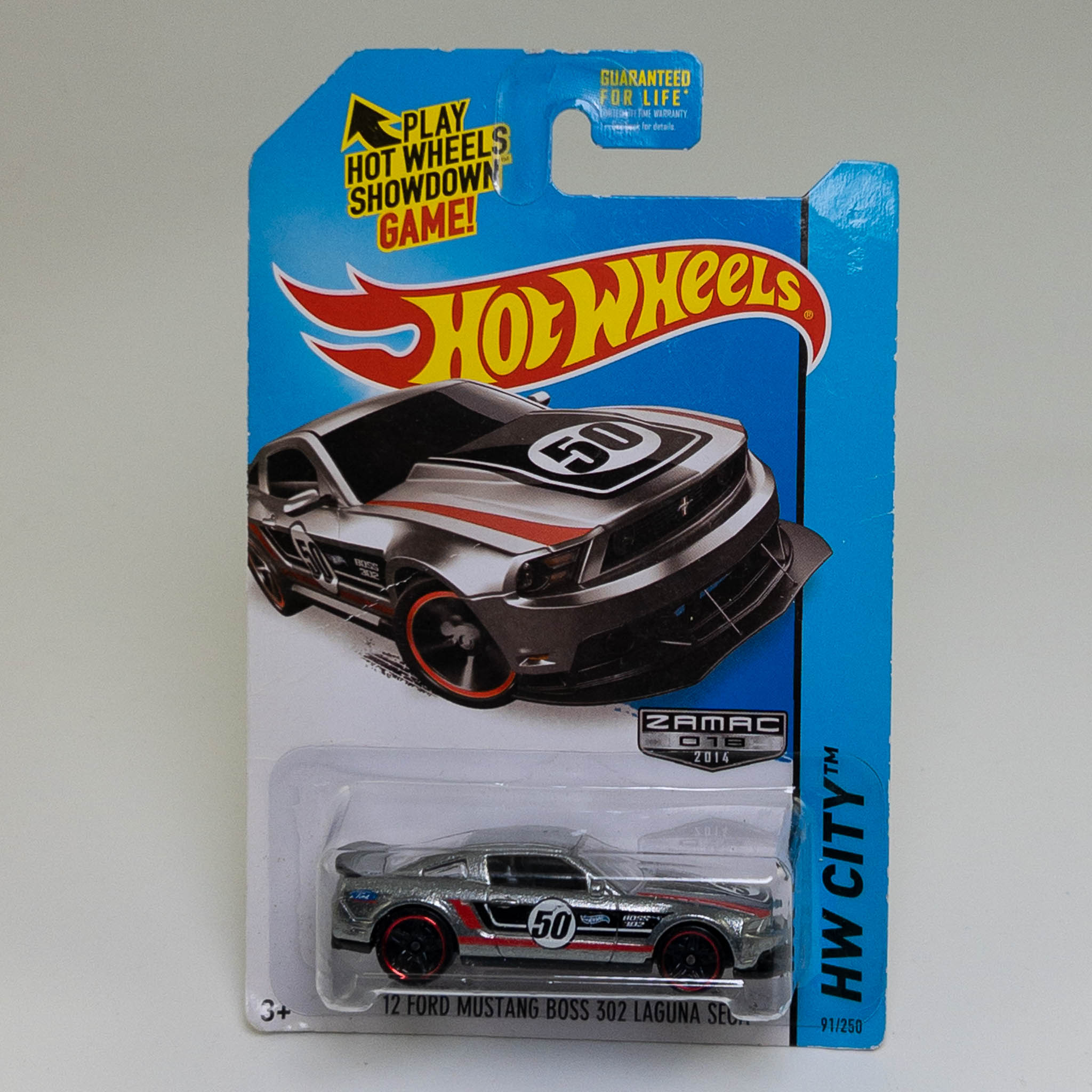 Mattel - Hot Wheels - 2013 HW City '12 Ford Mustang Boss 302 Laguna Seca Silver 91/250 *NON-MINT*