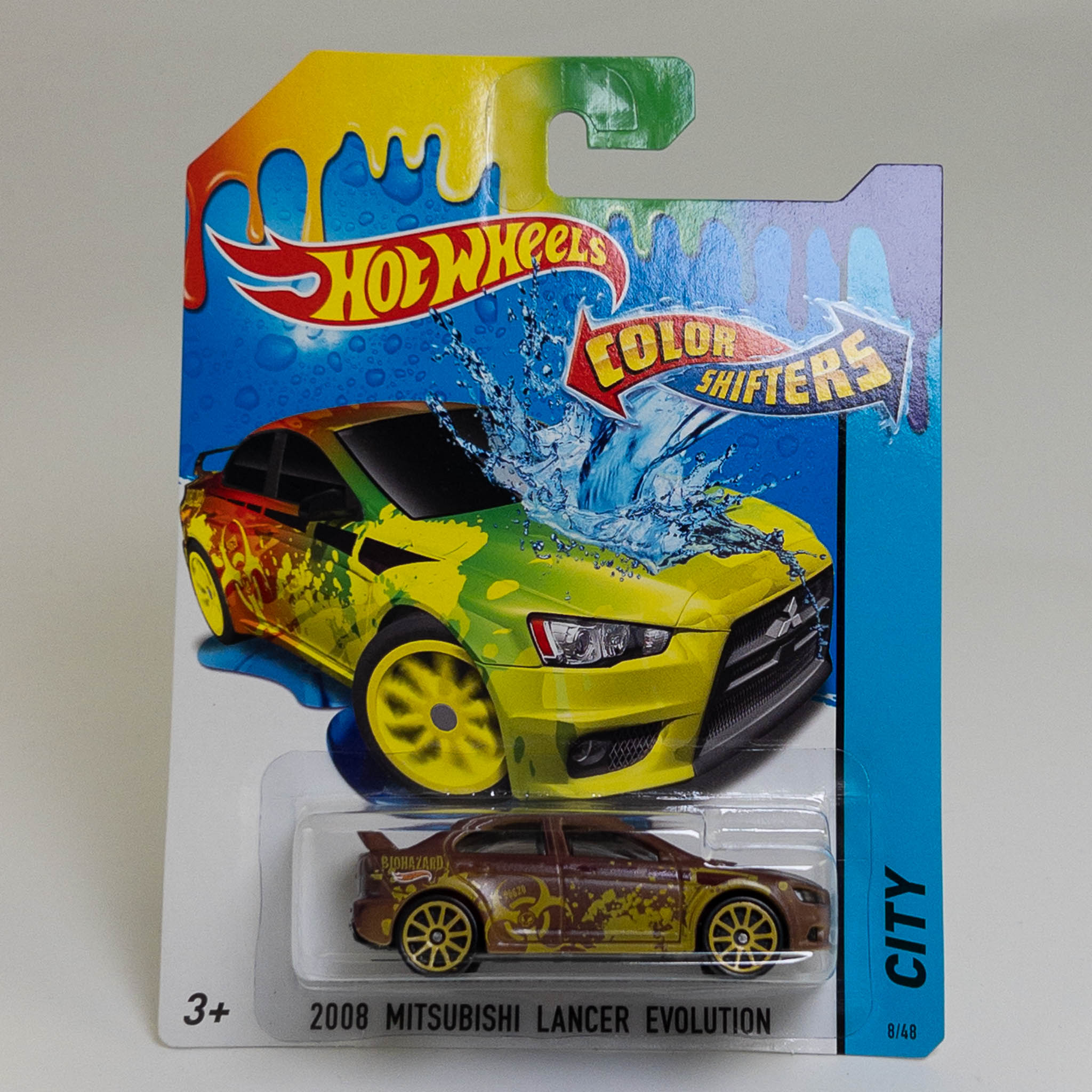 Mattel - Hot Wheels - 2014 City Color Shifters 2008 Mitsubishi Lancer Evolution 8/48 *NON-MINT*