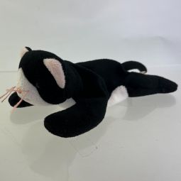 TY Beanie Baby - ZIP the Black Cat (White Face Version) (No Hang Tag - 1st Gen TT)
