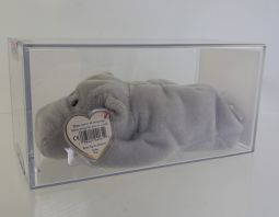 Authenticated TY Beanie Baby - HAPPY the Hippo (Grey Version) (3rd Gen Hang Tag - MWMTs MQ)