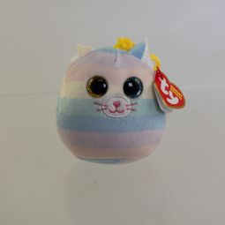 TY Mini Beanie Squishies - HEATHER the Cat (Key Clip) (w/ Giselle tush tag - ODDITY)