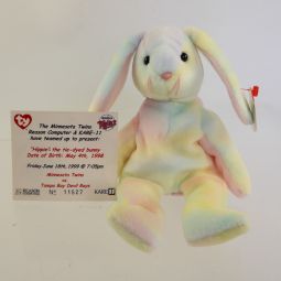TY Beanie Baby - HIPPIE the Bunny (w/ Commemorative Event Card - 6/18/99)