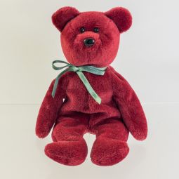 TY Beanie Baby - TEDDY CRANBERRY - NEW FACE (No Hang Tag - 1st Gen Tush Tag)
