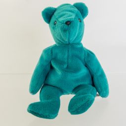 TY Beanie Baby - TEDDY TEAL - OLD FACE (No Hang Tag - 1st Gen Tush Tag)