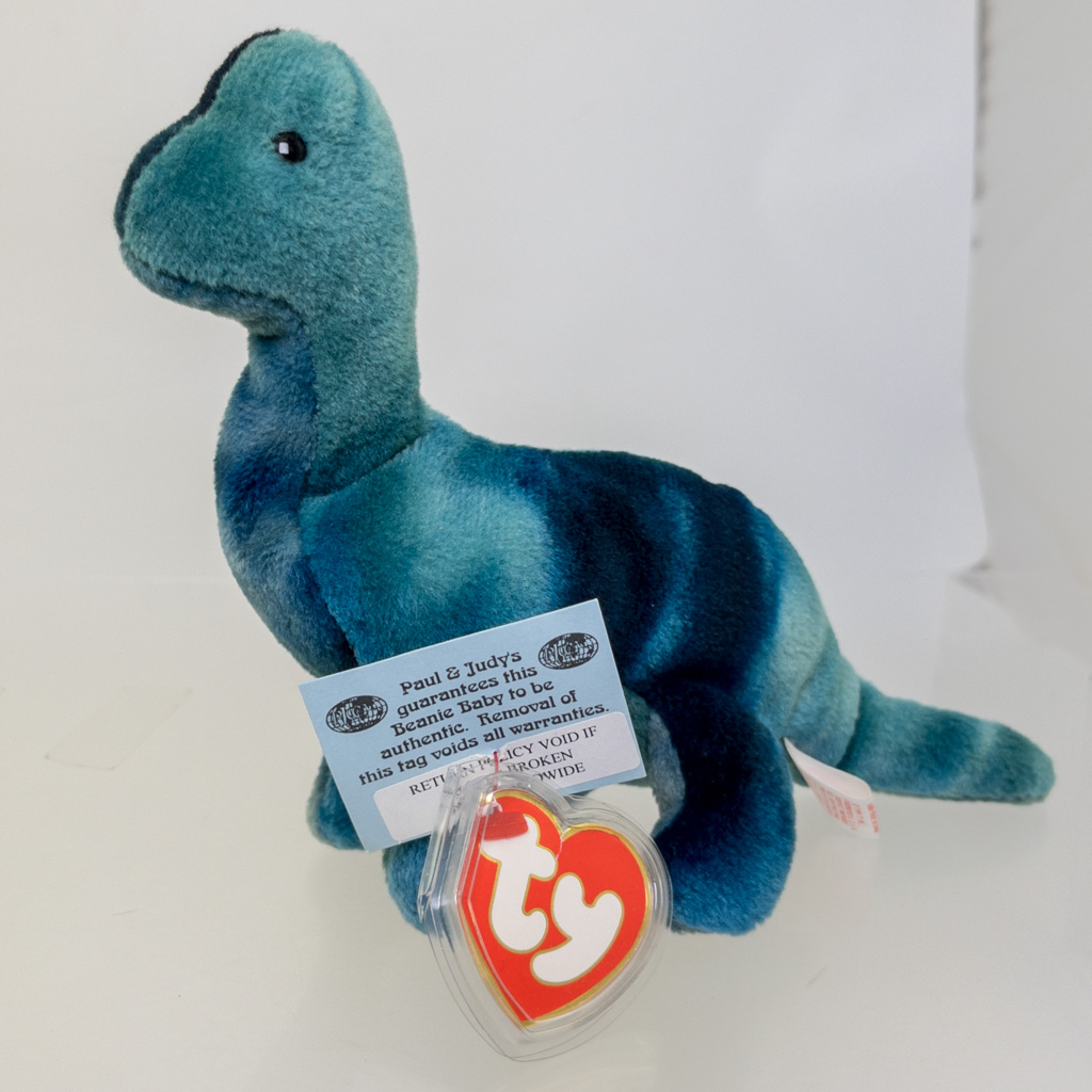 TY Beanie Baby - BRONTY the Dinosaur (3rd Gen Hang Tag - MWNMTs)