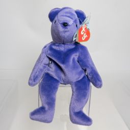 TY Beanie Baby - TEDDY VIOLET - OLD FACE (2nd Gen Hang Tag - MWNMTs)