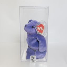 Authenticated TY Beanie Baby - TEDDY VIOLET - OLD FACE (2nd Gen Hang Tag - MWMTs)