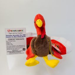 TY Beanie Baby - GOBBLES the Turkey (w/ Commemorative Event Card - 11/26/98)