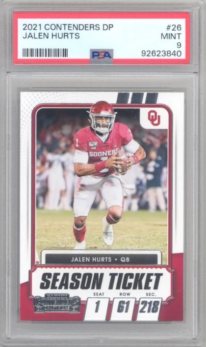 PSA 9 - JALEN HURTS - 2020 Panini Contenders #26 Season Ticket Draft Picks  - NFL RC Rookie Card - MI: BBToyStore.com - Toys, Plush, Trading Cards,  Action Figures & Games online retail store shop sale