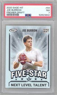 PSA 7 - JOE BURROW - 2020 Sage Hit #94 Premium Draft - NFL RC Rookie Card - NM