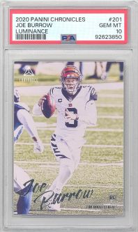 PSA 10 - JOE BURROW - 2020 Panini Chronicles #201 Luminance - NFL RC Rookie Card - GEM MINT